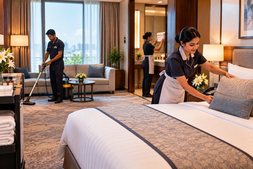 Guest room servicing in Chennai – DENNISGROSSI room attendant